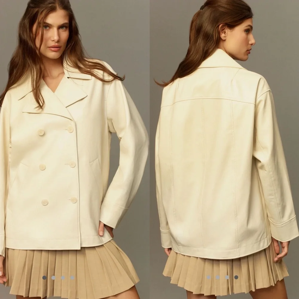 Anthropologie Maeve Faux Leather Cocoon Blazer - Picture 3 of 13